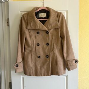Beige tan 35% wool pea coat